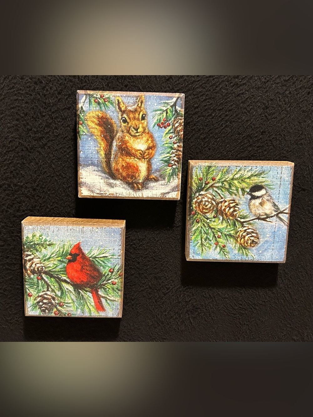 Lot Of 3 Cottagecore Christmas Mini Wood Box Sign 4" x 4" | Primitives by Kathy